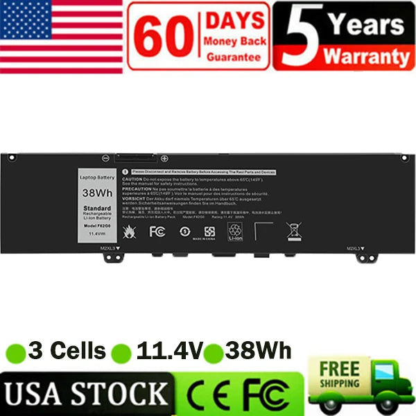 F62G0 F62GO Battery For Dell Inspiron 13 7000 2-in-1 Series 7373 7370 7380 7386