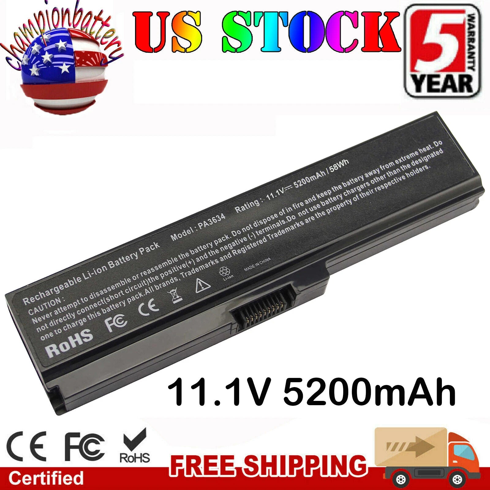PA3635U-1BRS Battery for Toshiba Satellite L745 L750 L755 L755D PA3634U-1BRS