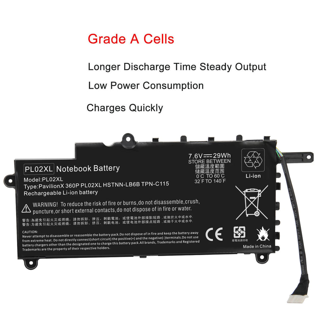 Fancy PL02XL Battery for HP Pavilion 11-n x360 11-n010dx 751875-001 751681-421