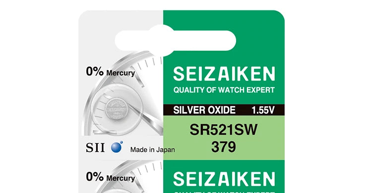 Seizaiken 379 SR521SW 1.55V 0%Hg Silver Oxide Watch Battery