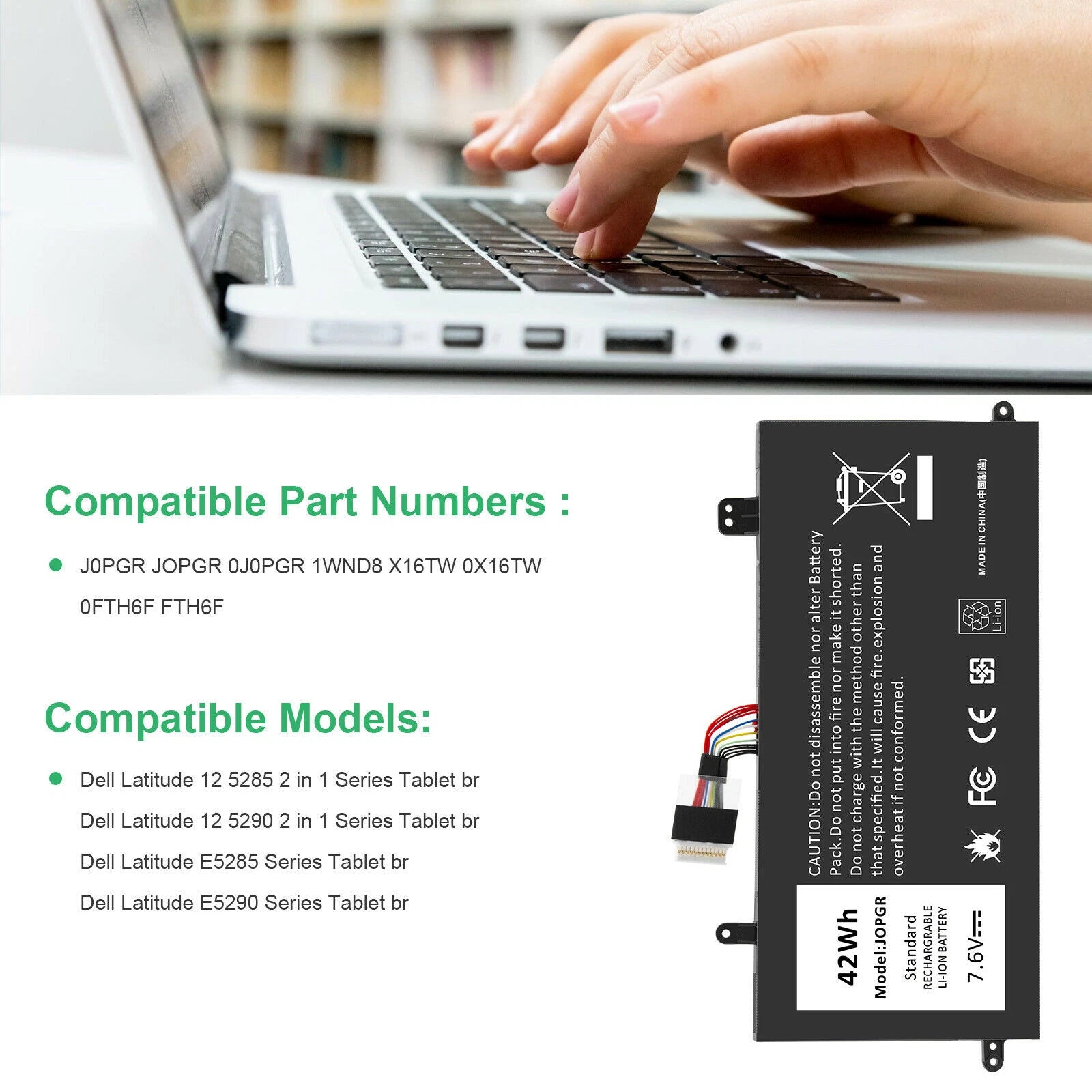 42Wh J0PGR JOPGR Battery For Dell Latitude 5285 5290 2-in-1 1WND8 T17G T17G001