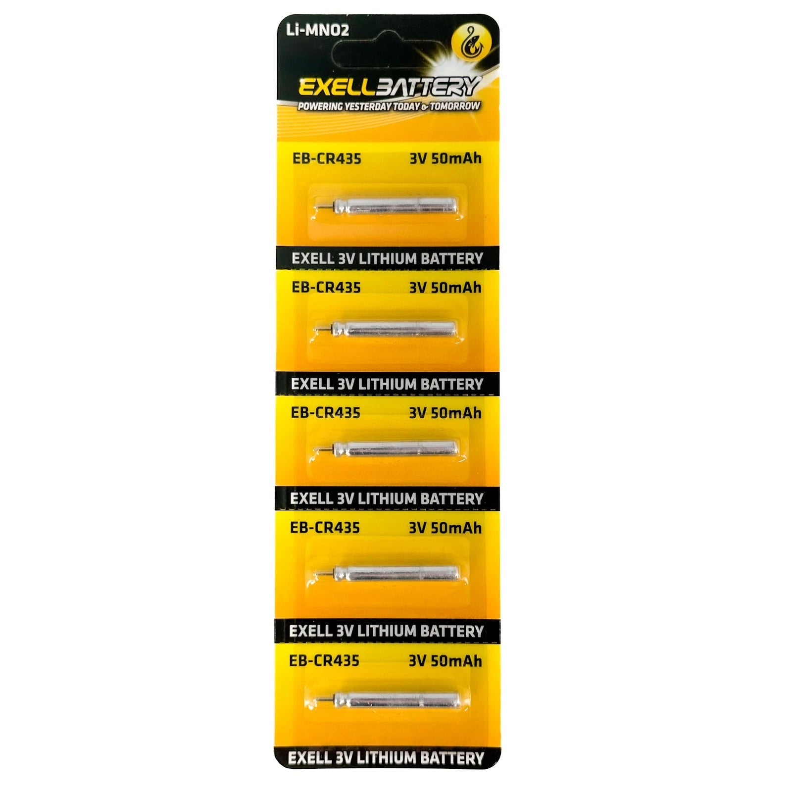 5-PK Exell 3V 50mAh CR435 Fishing Lure Shape Lithium Battery