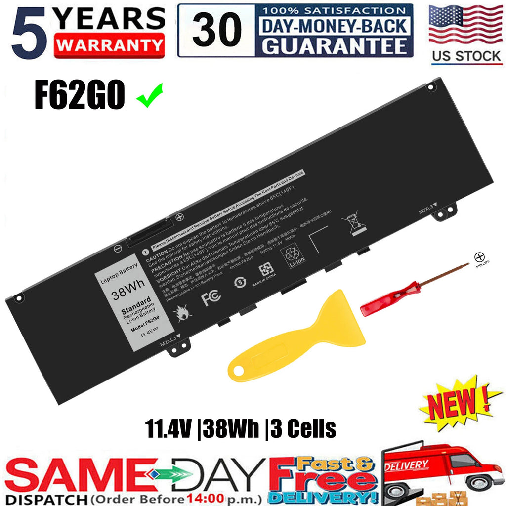 FOR DELL F62G0 Battery for Dell-Inspiron 13 5370 7370 7380 7386 7373 P83G 38Wh