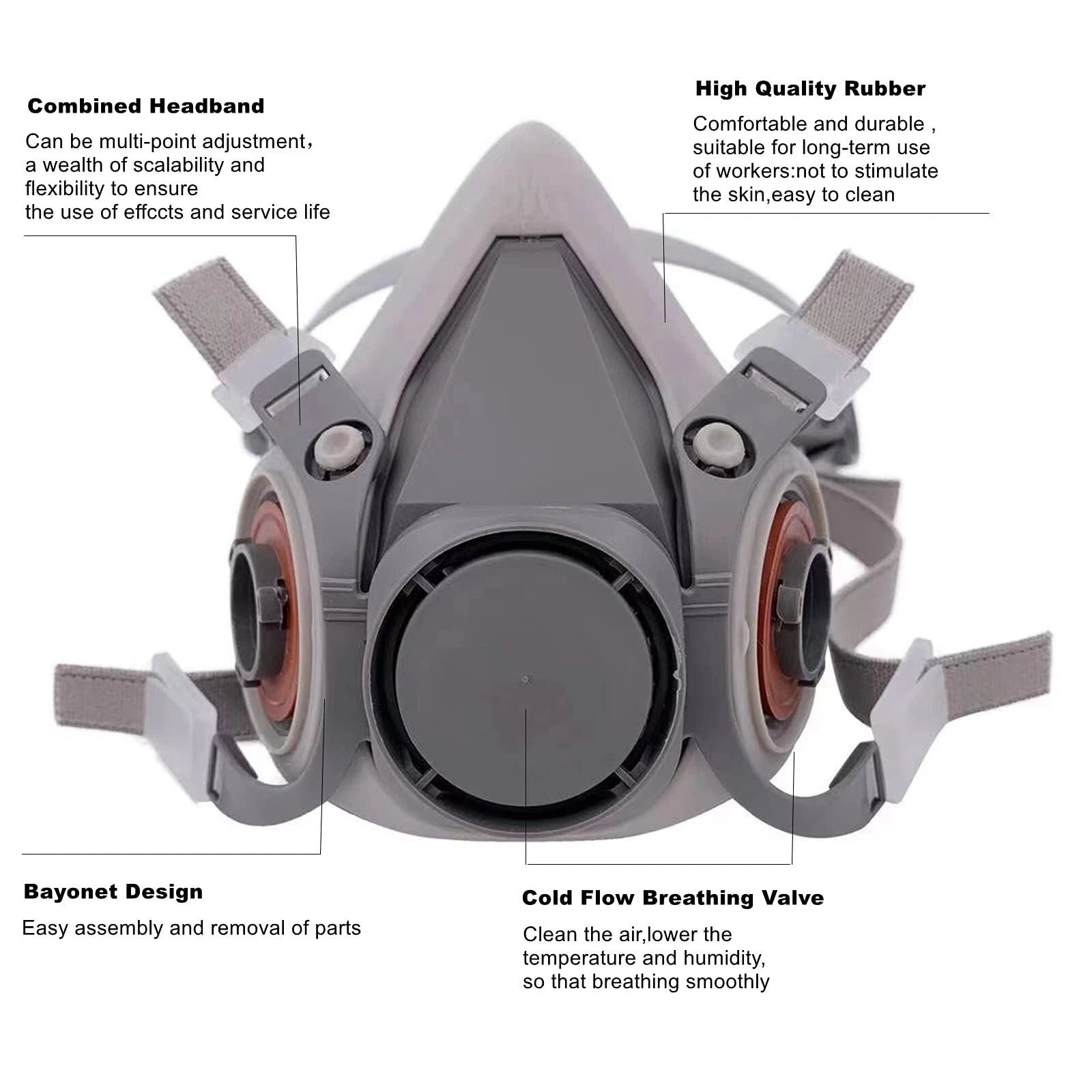 17in1 Half Face Gas Mask Facepiece Spray Painting Respirator Safety Kit For 6200