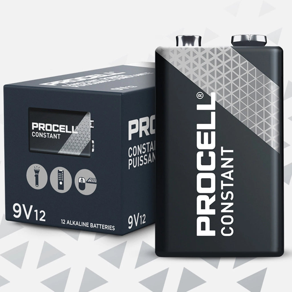 12pc Duracell PROCELL Constant Power PC1604 9V Everyday Alkaline Batteries