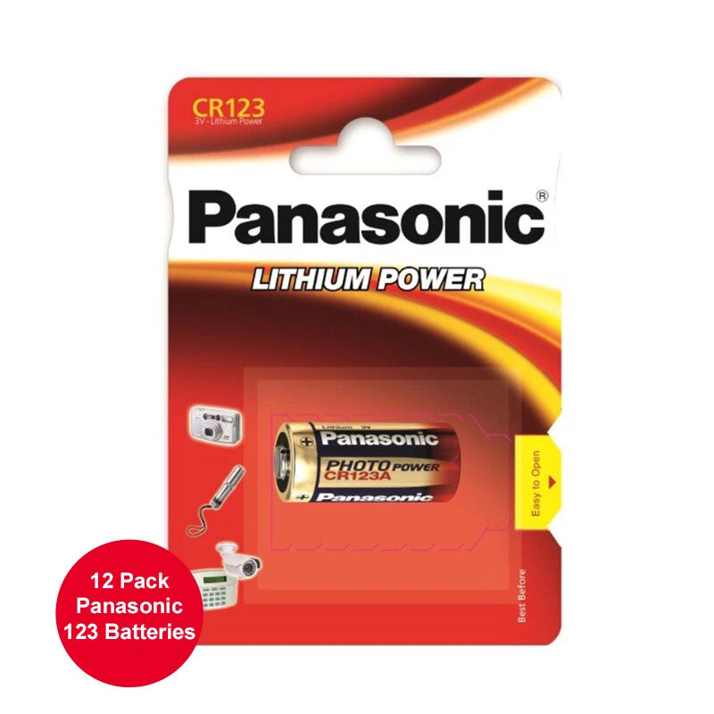12 Pcs Panasonic CR123a CR 123 3V Lithium Battery Replaces EL123 K123A