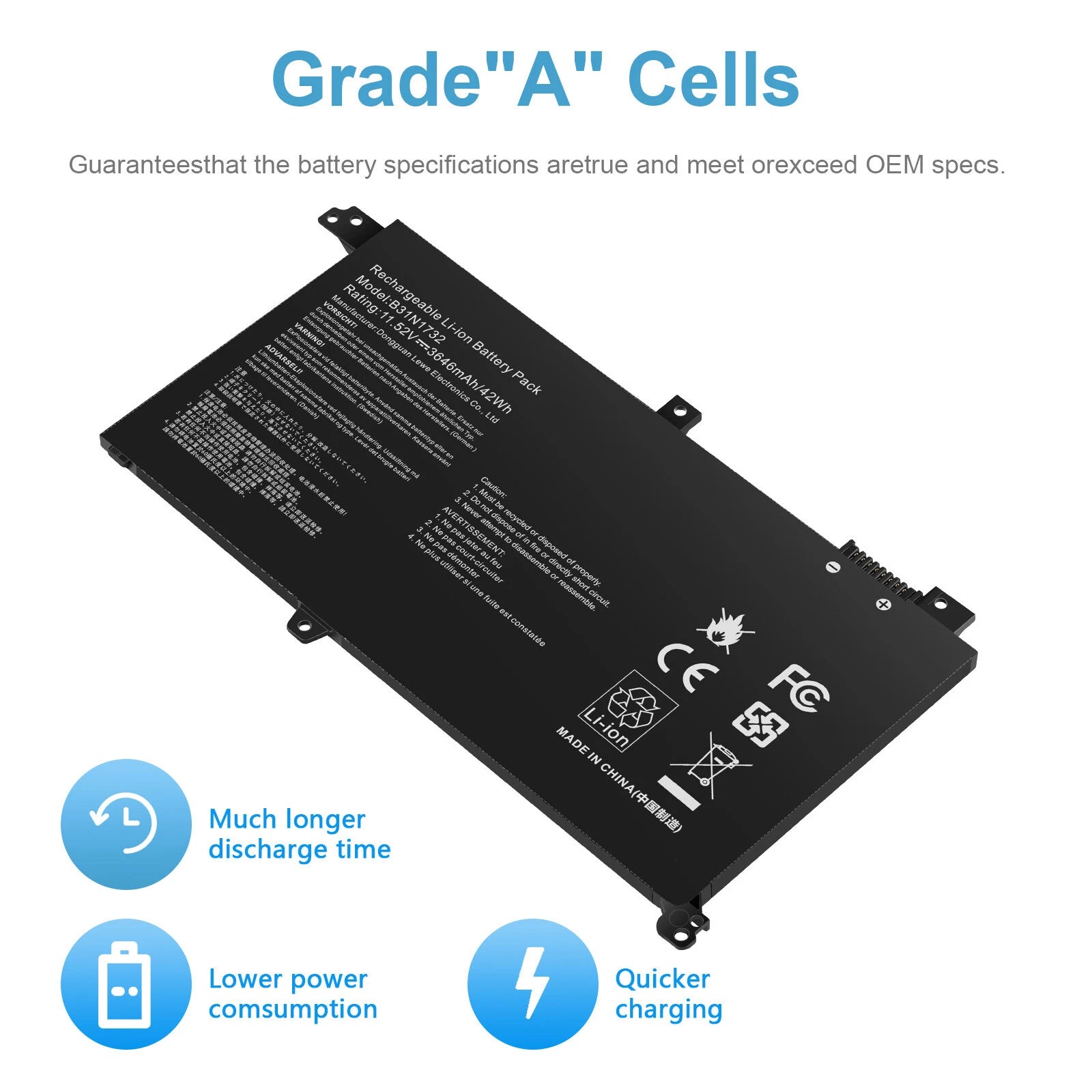 B31N1732 B31Bi9H Battery for Asus VivoBook S430FA S430FN S430UA S4300U X430FN