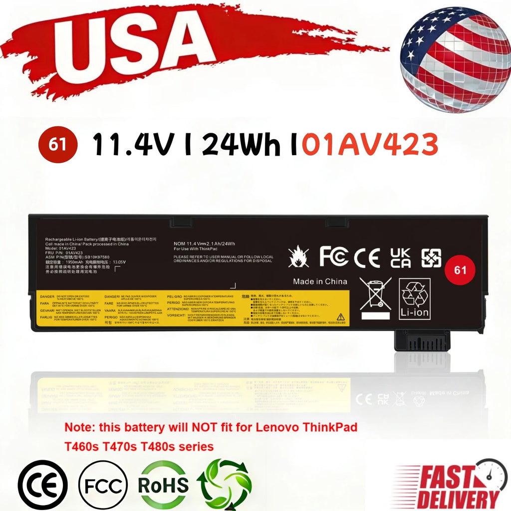 ?61 Battery For Lenovo Thinkpad T470 T480 T570 T580 P51s P52s 01AV427 01AV423