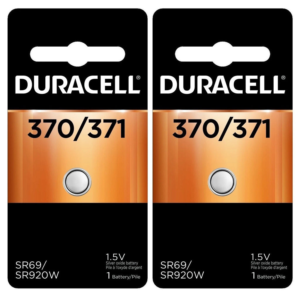 2 370/371 Duracell Silver Oxide Batteries (AG6, D370, D371, G64, SR69, SR920W)