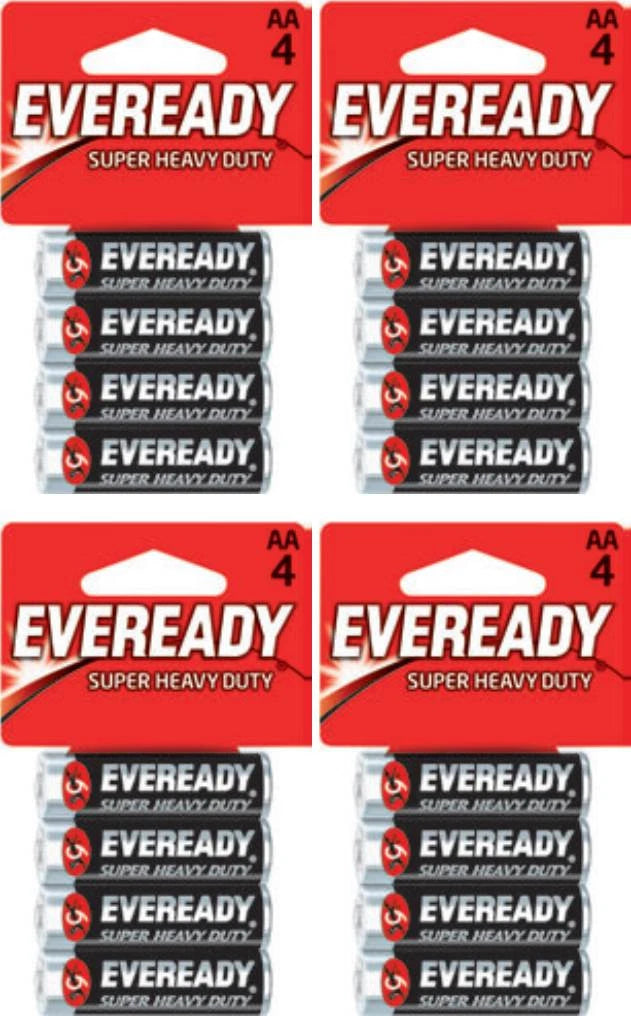 Eveready Heavy Duty Energizer AA Batteries x 16 (4 x 4)