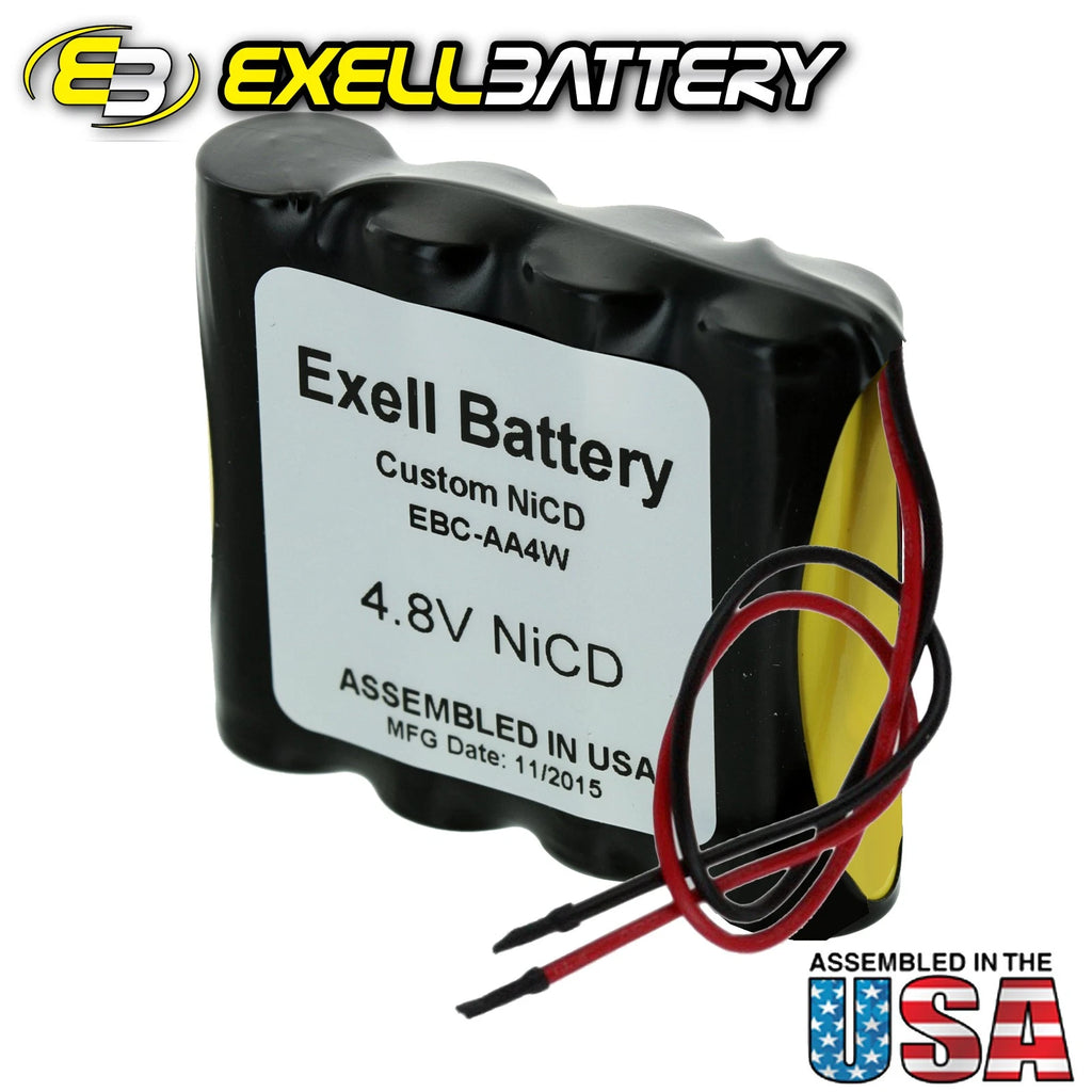 Exell 4.8V Custom NiCd 1000mAh Battery Pack w/ 5" AWG Bare Wire Leads