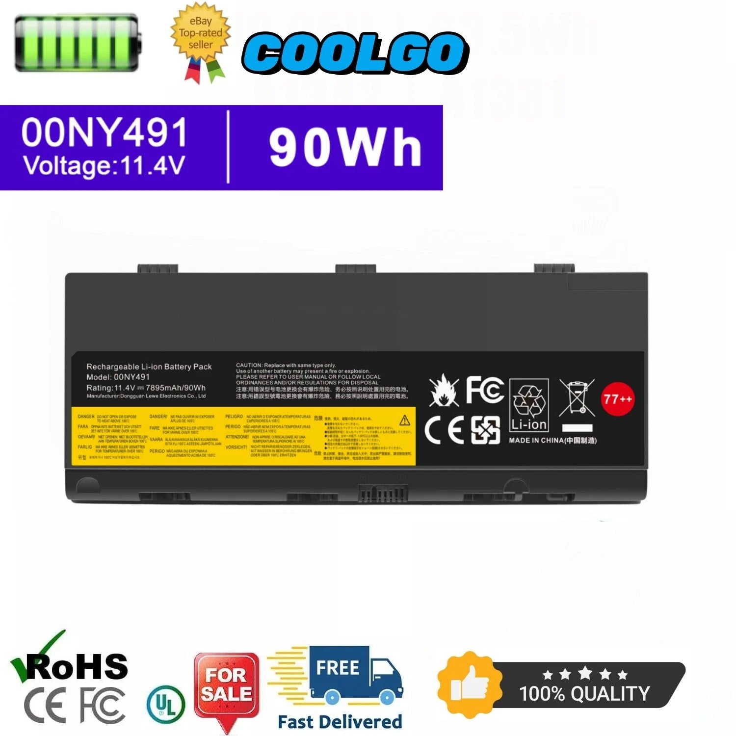 ??77++ 90Wh Battery For Lenovo Thinkpad P50 P51 P52 00NY492 00NY493 L17L6P51