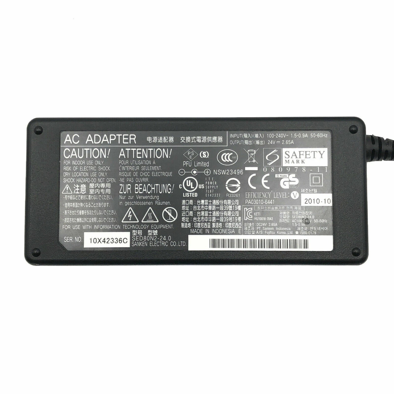 NEW Genuine Fujitsu AC Adapter SANKEN PA03334-K920 PA03010-6501 Scanner PSU