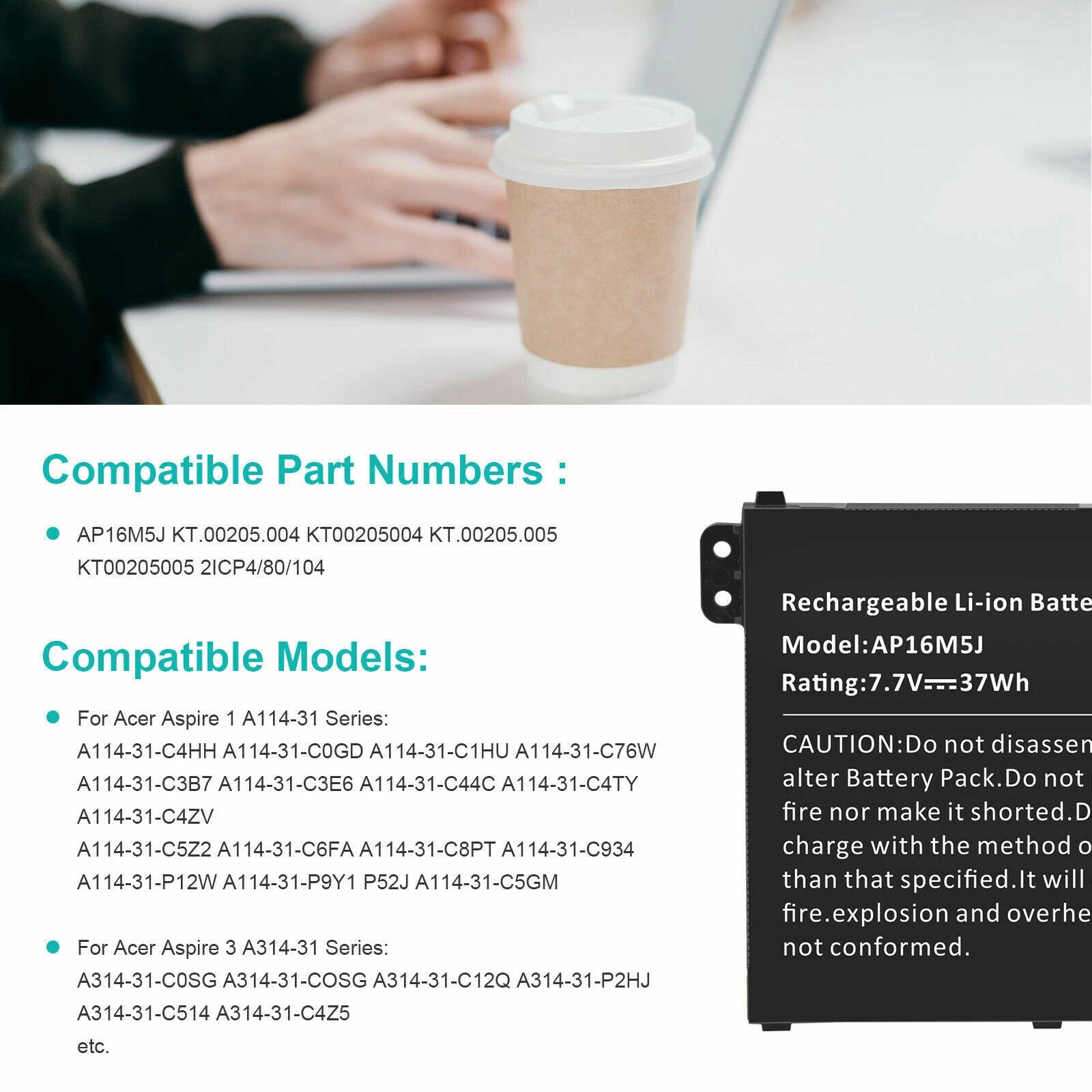 ?AP16M5J(2ICP4/80/104) Battery For Acer Aspire 3 A315-51 A315-21 A314-31 ES1-523