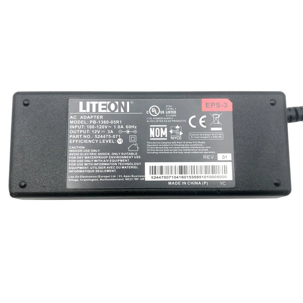 NEW Genuine Liteon EPS-3 PB-1360-05R1 AC/DC Power Supply Adapter 12V 3A 36W