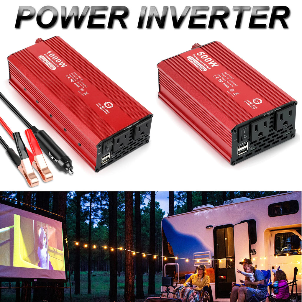 500W 1000W Car Power Inverter DC 12V to AC 110V Converter Adapter Charger Outlet