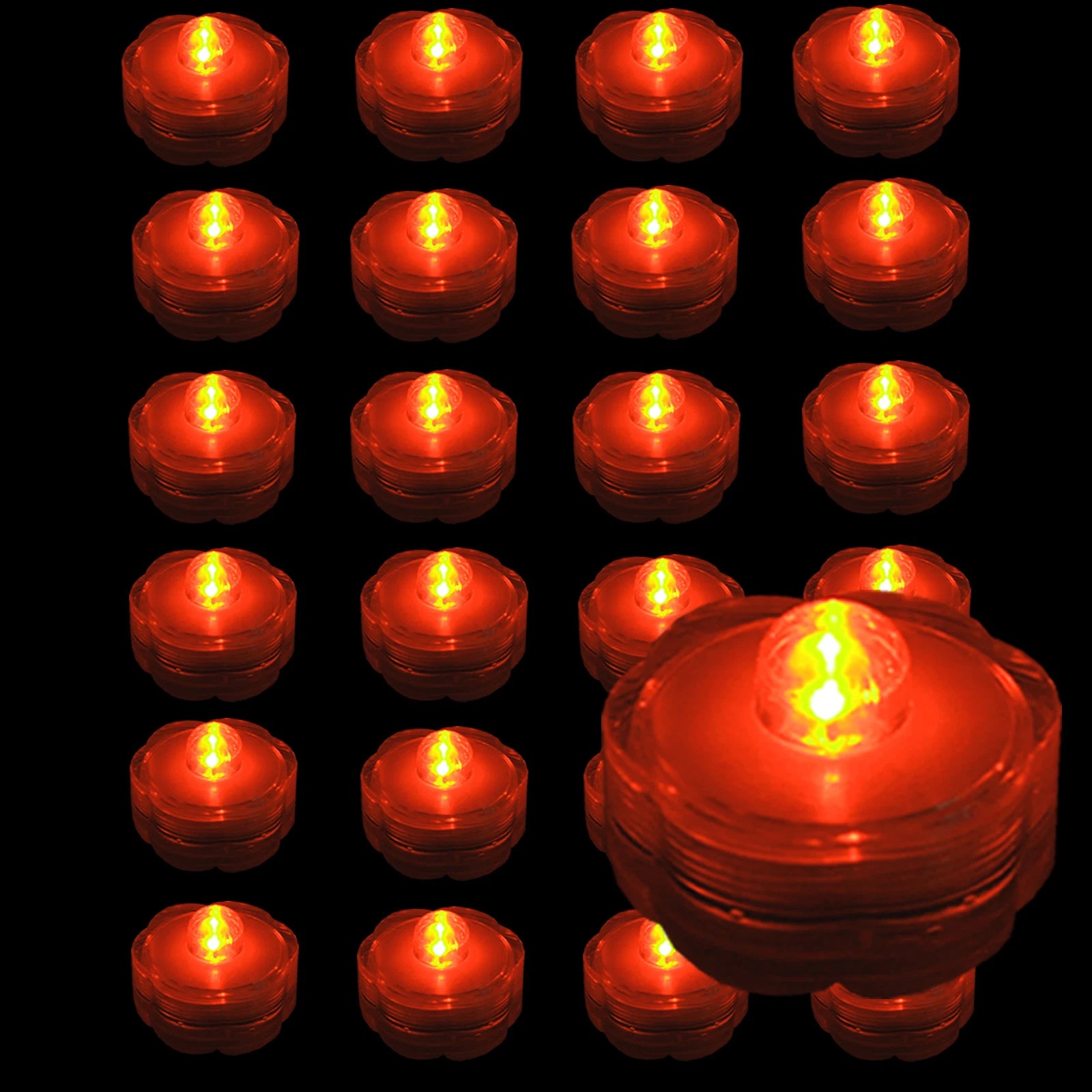 24 pc set ORANGE Jack-O-Lantern Pumpkin LED Battery Tea Light~HALLOWEEN~ FREE SH