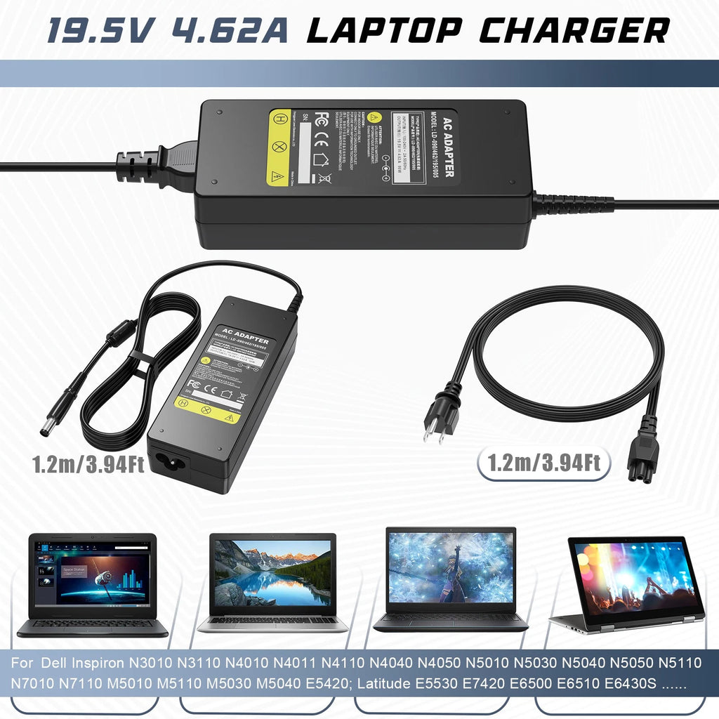 65W/90W Adapter Charger for Dell Latitude 5400 5500 5300 7300 7400 2-in-1 Laptop