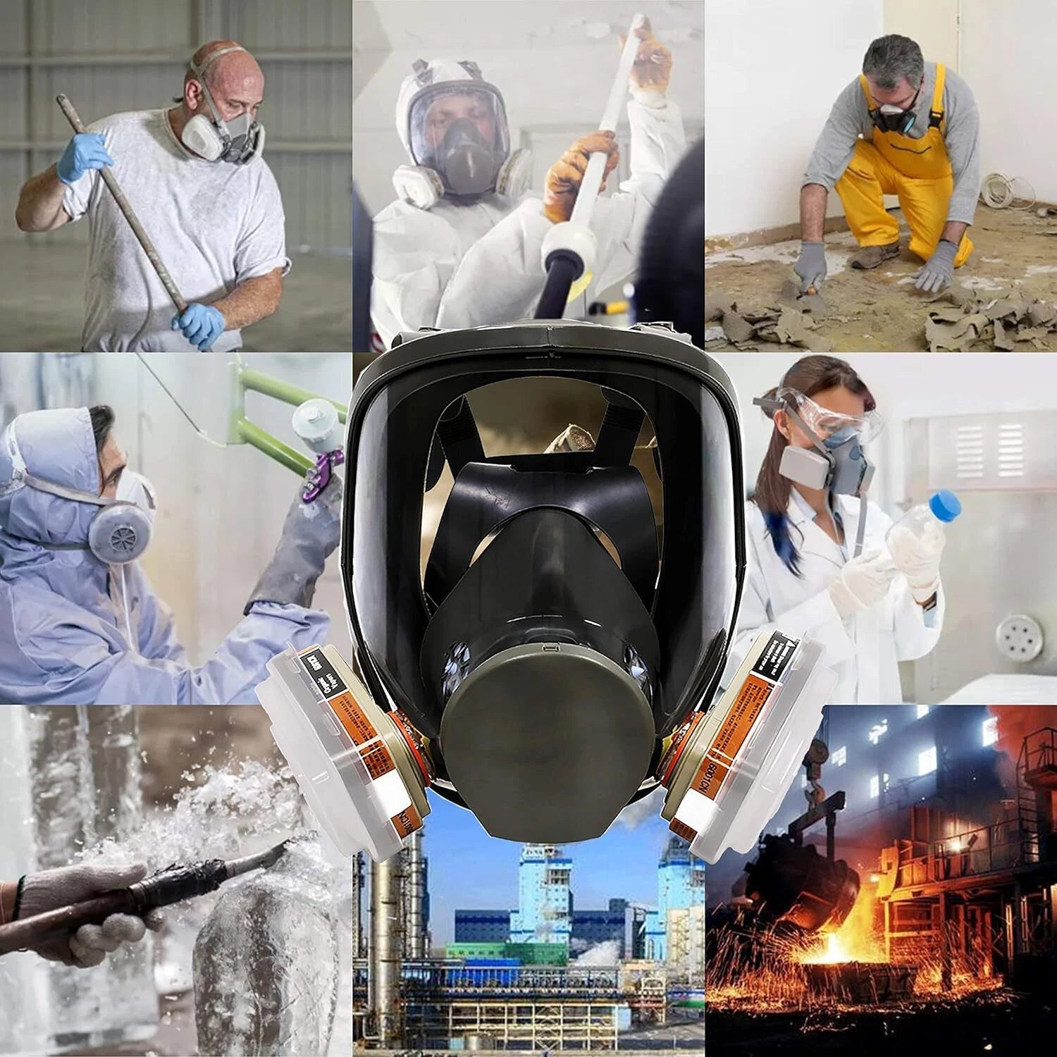 Full Face Gas Mask Painting Spraying Respirator w/Filters Kit for 6800 Facepiece