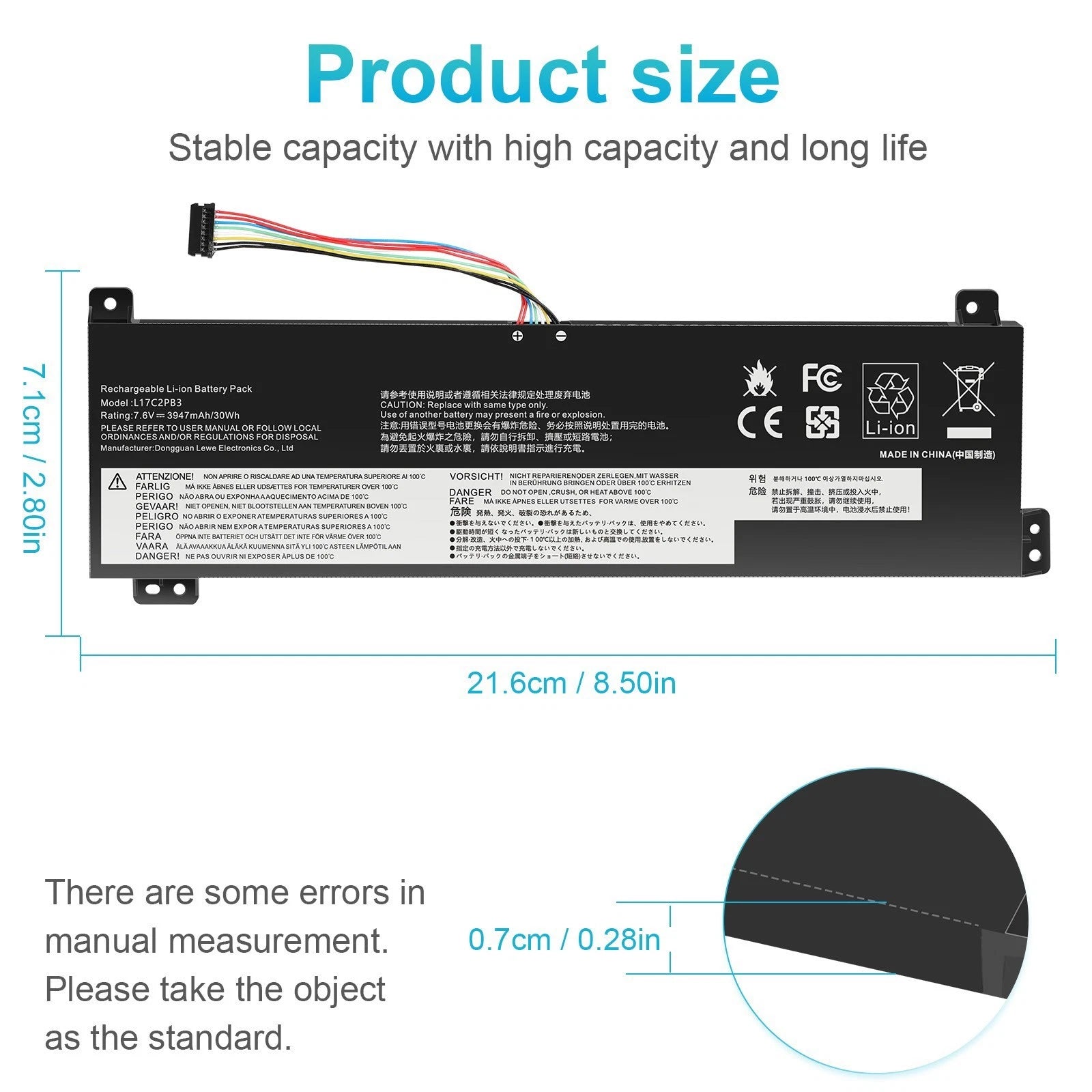 Battery L17C2PB3 L17L2PB3 For Lenovo V130-15IGM V130-15IKB V330-15IKB V130-15IGM