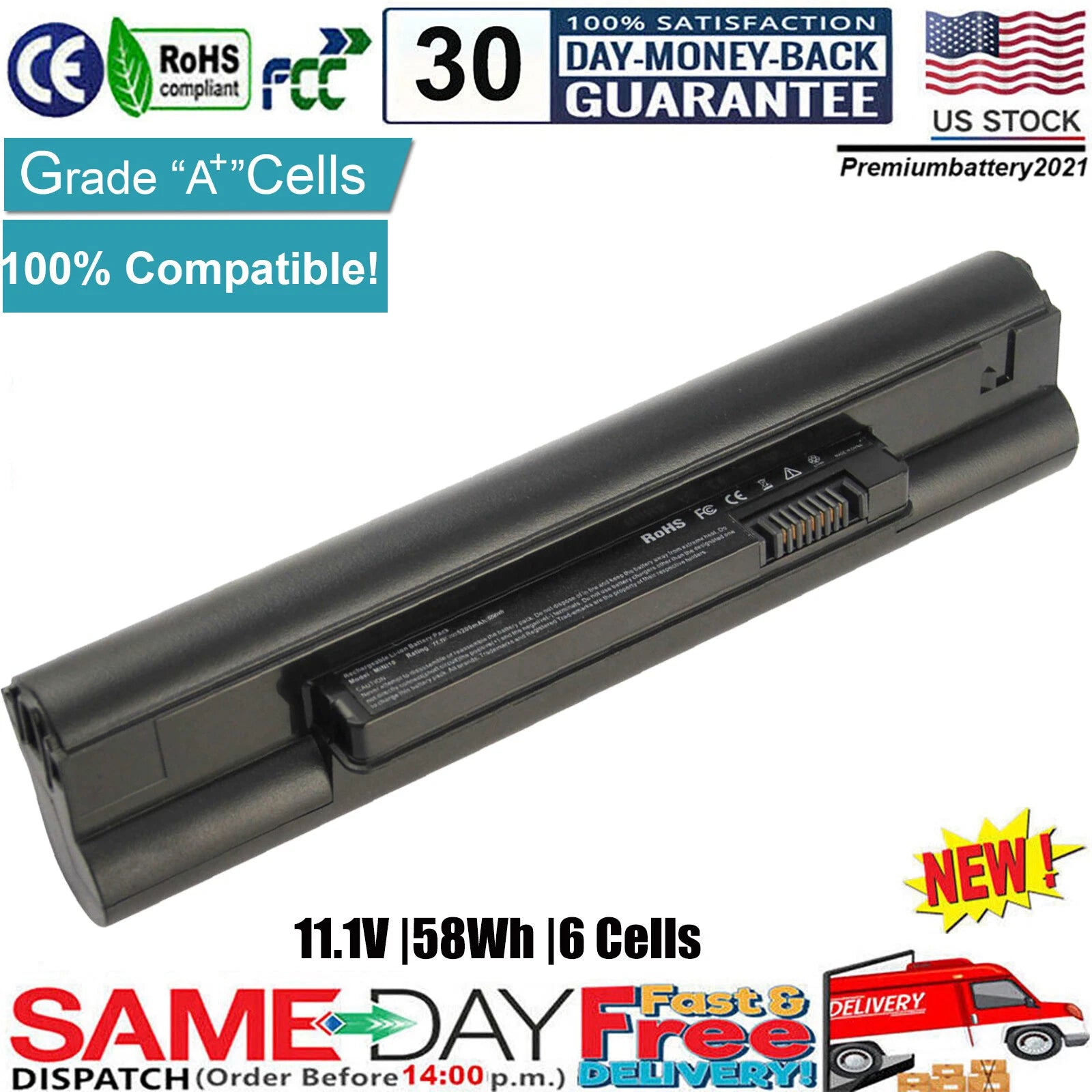 ?Battery for DELL Inspiron 11z Mini 10 1011 10v PP19S 312-0867 H766N J590M K711N