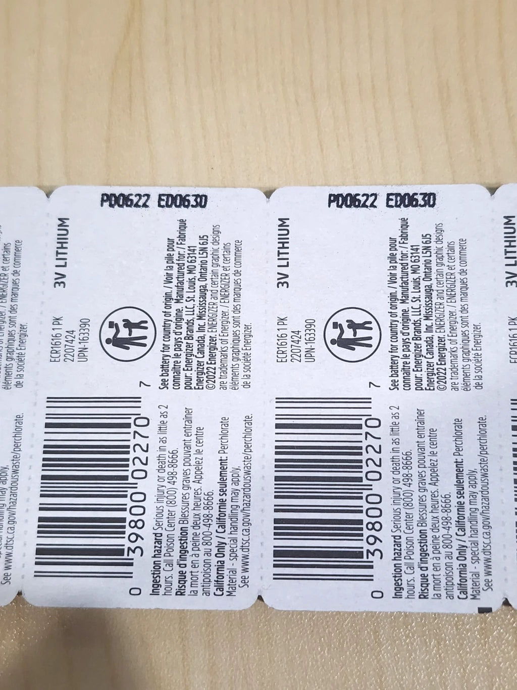 2 pc CARDED ENERGIZER CR1616 3v LITHIUM BATTERY CR 1616 CMOS KEY FOBS