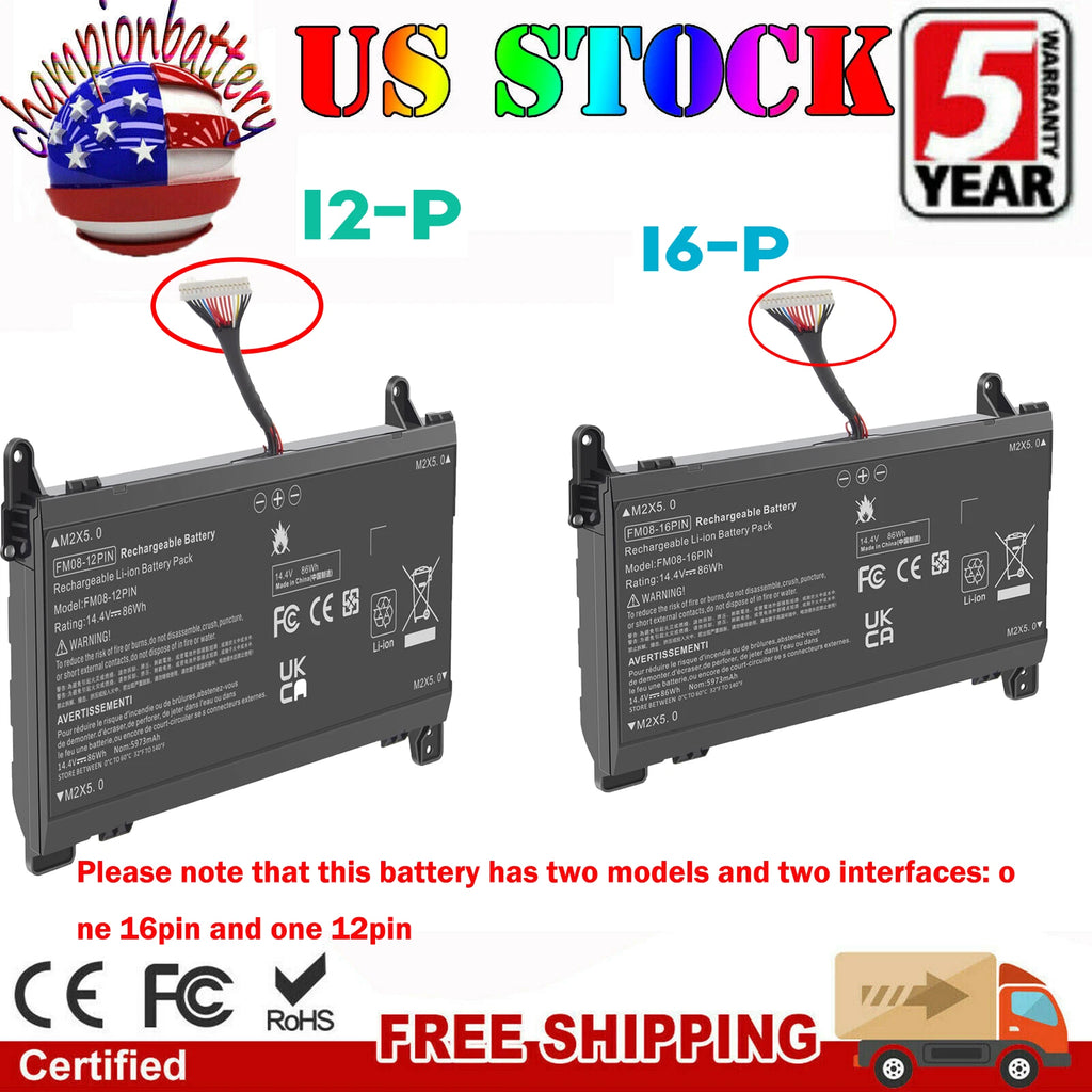 FM08 Battery for HP Omen 17-AN014NG 17-AN012DX 17-AN041NG 922753-421 16pin/12pin