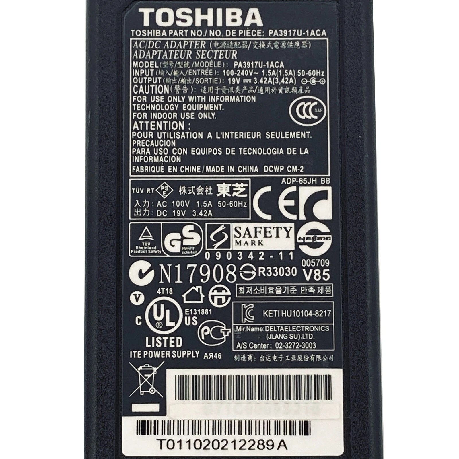 NEW Genuine Toshiba ACD83-110114-7100 65W Laptop AC Power Supply Adapter