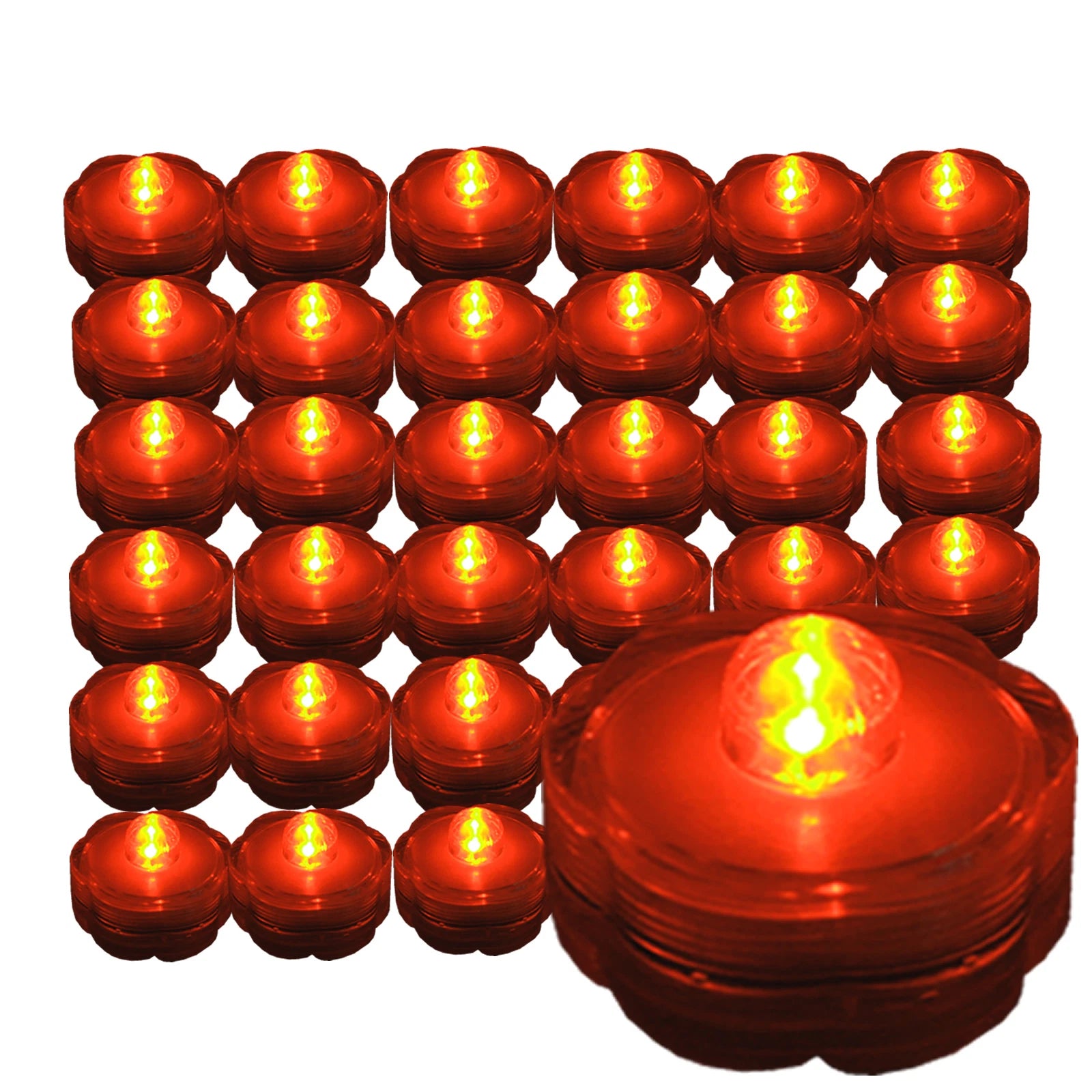 36 pcs ORANGE LED Submersible Battery Operated Tea Light- Wedding Centerpiece