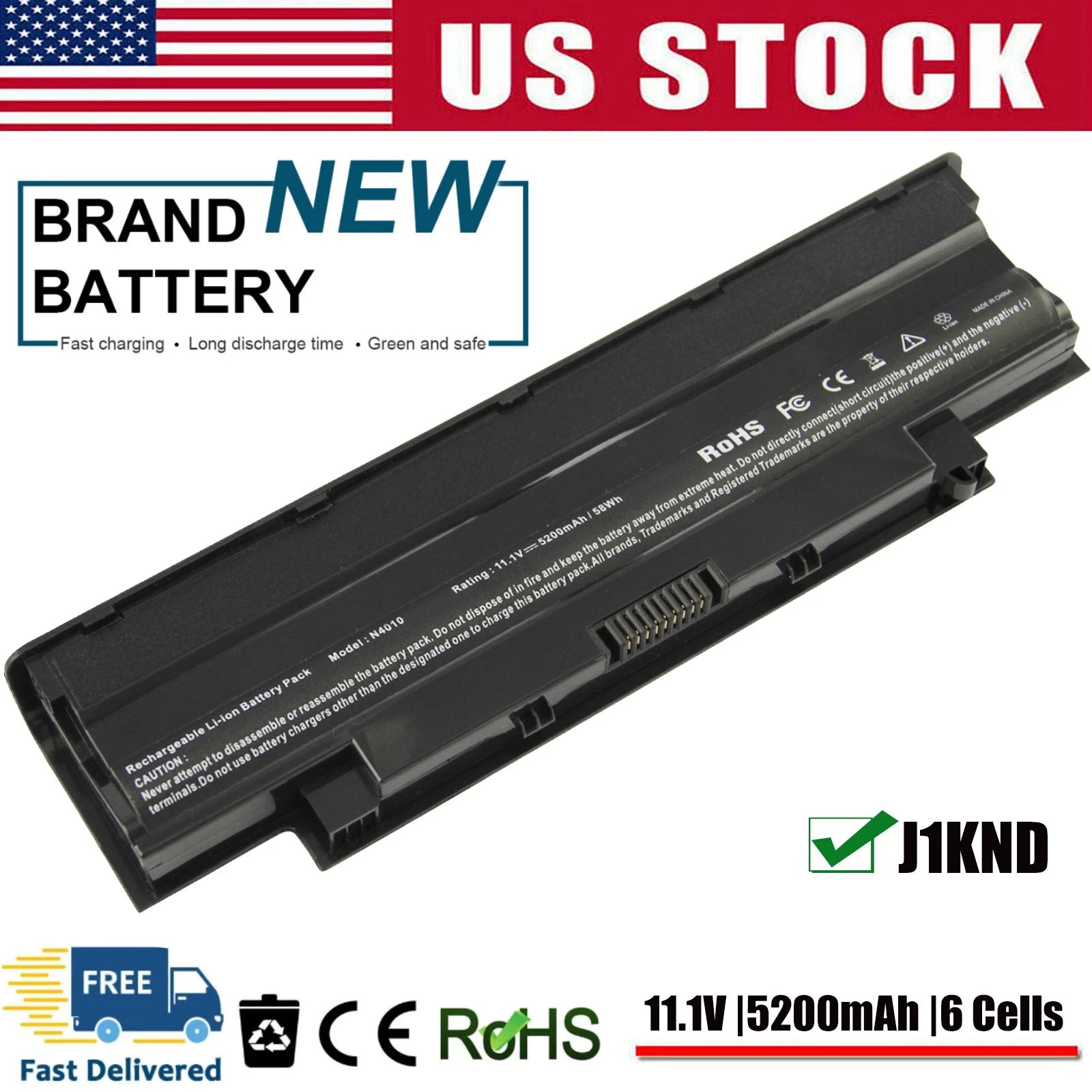 ?NEW Battery J1KND for Dell Inspiron N5010 N4010 M5030 N5110 N7010 N7110 N3010