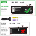 Battery 722KK For Dell XPS 13 9300 9310 9380 2XXFW FP86V 0FP86V 02XXFW 7.6V 52Wh