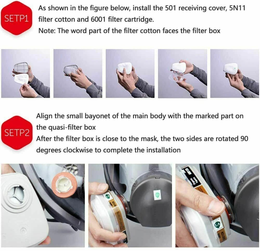 5N11 Cotton Filter/ 6001CN Filter Cartridge/ Cover For 6200 7501 7502 Respirator
