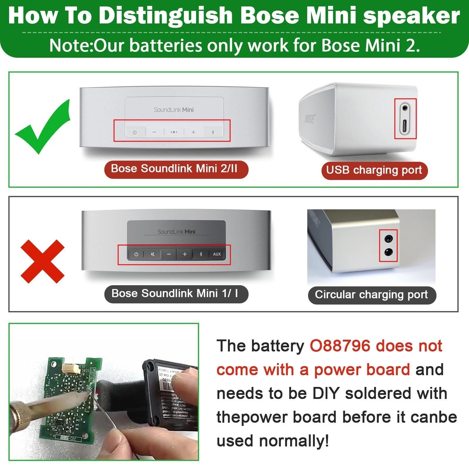 088796 Battery For BOSE Soundlink Mini 2 II Bose 088789 088772 080841 17Wh