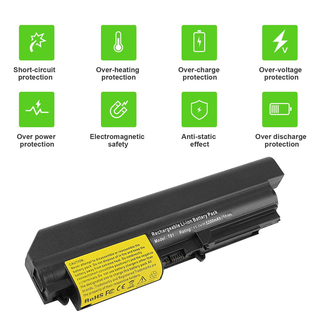 5200mAh Battery for Lenovo ThinkPad T400 T61 R61 R400 T61P 14.1" Widescreen