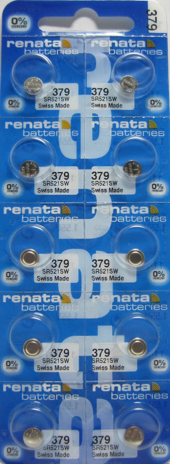 Renata Mercury Free SR521SW Batteries x 10