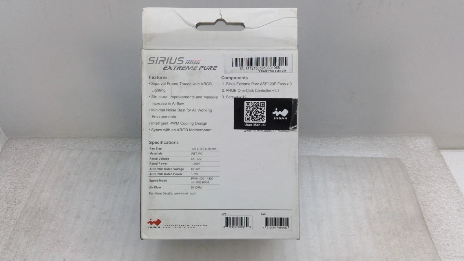 IN WIN Kit of 3 Sirius ASE120P Extreme RGB Fans, 120mm, ARGB Controller