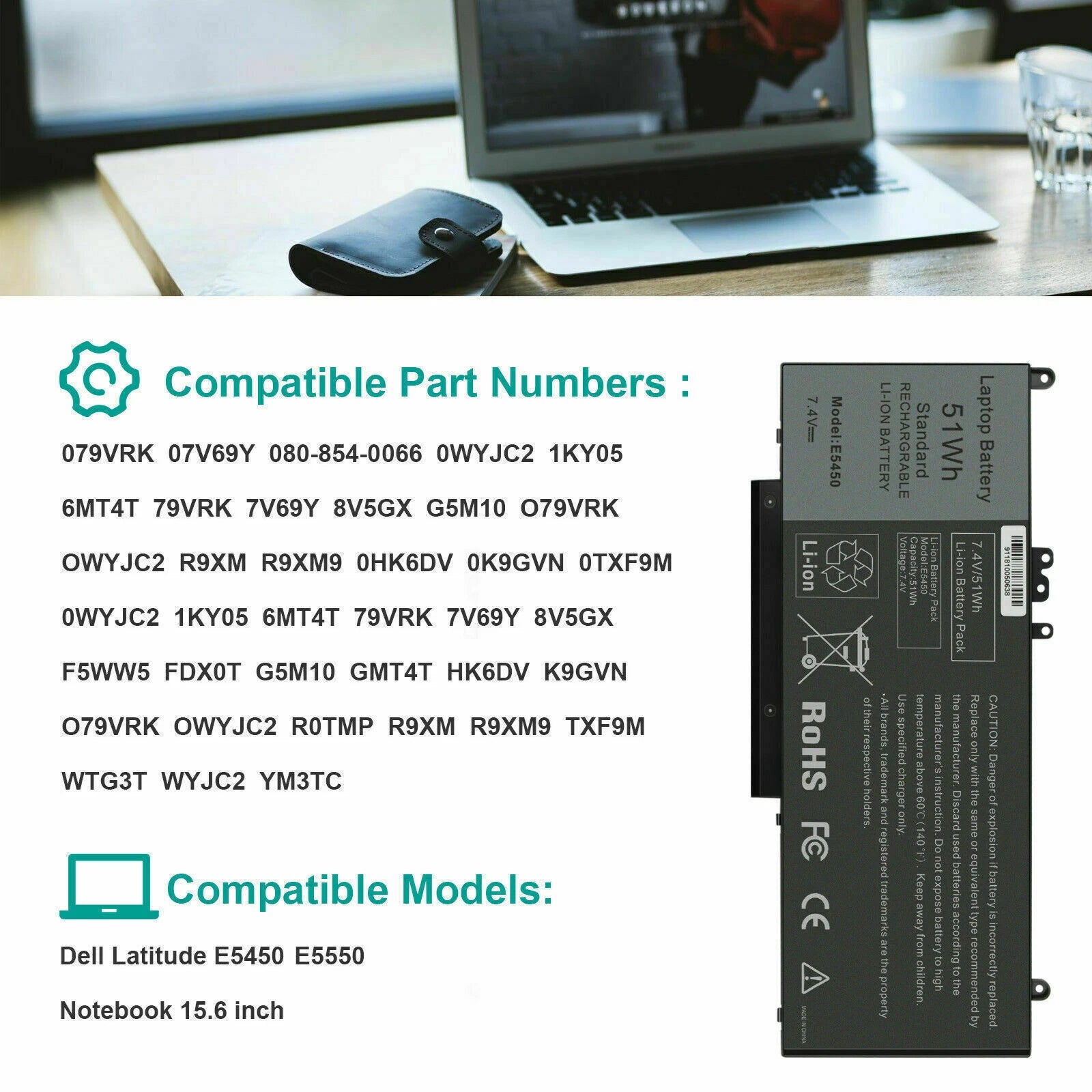 New Battery RYXXH G5M10 For Dell Latitude 3160 E5250 E5450 E5550 WYJC2 8V5GX