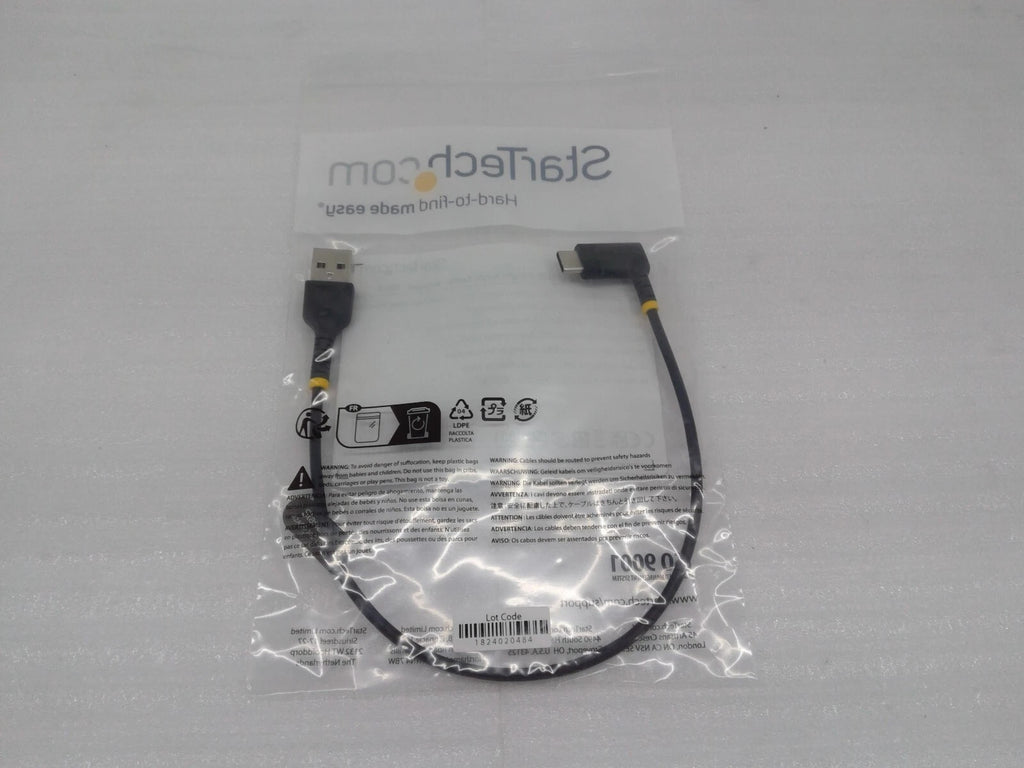 Lot of 5 NEW STARTECH R2ACR-30C 30Cm USB-A To C Charging Cable Right Angle