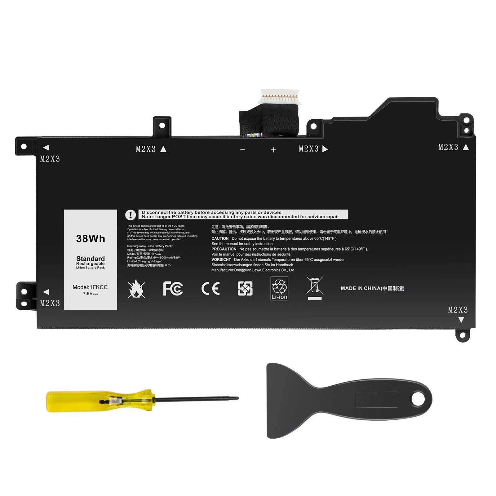 1FKCC Battery 38Wh For Dell Latitude 7200 7210 2-IN-1 KWWW4 D9J00 9NTKM Series