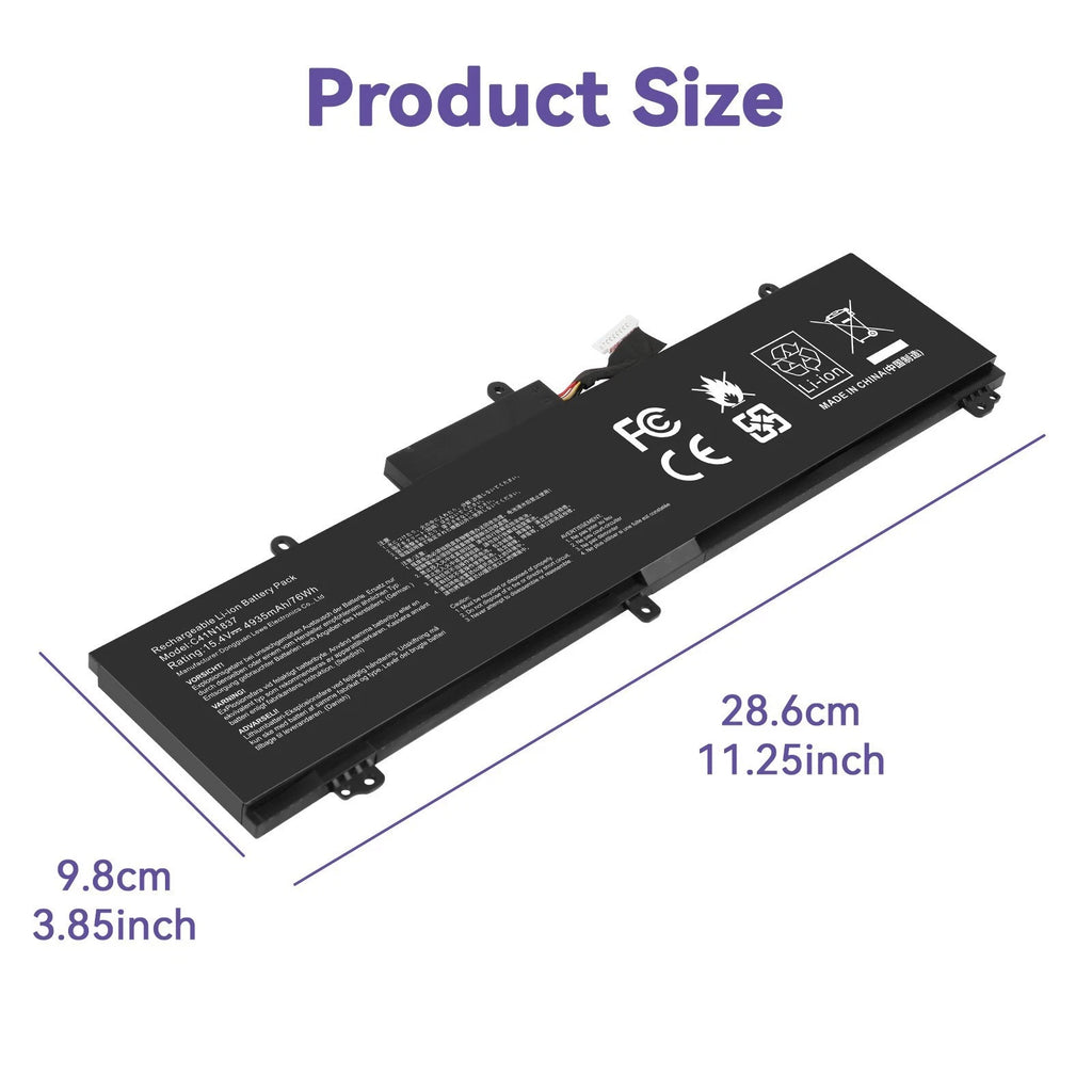 ?C41N1837 Battery For ASUS ROG Zephyrus GU502G GU502GV GA502DU GX502GV FX516PR