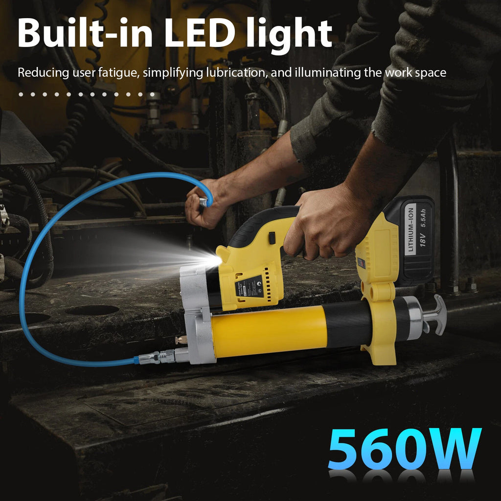 Electric Grease Gun with 2x5500MAh Battery Powered 8000PSI Cordless Tool 560W