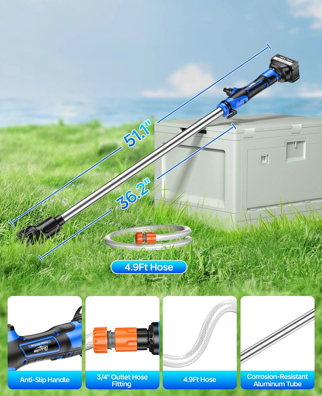 Cordless Stick Water Transfer Pump 770GPH 32FT Head for Makita 18V Battery US