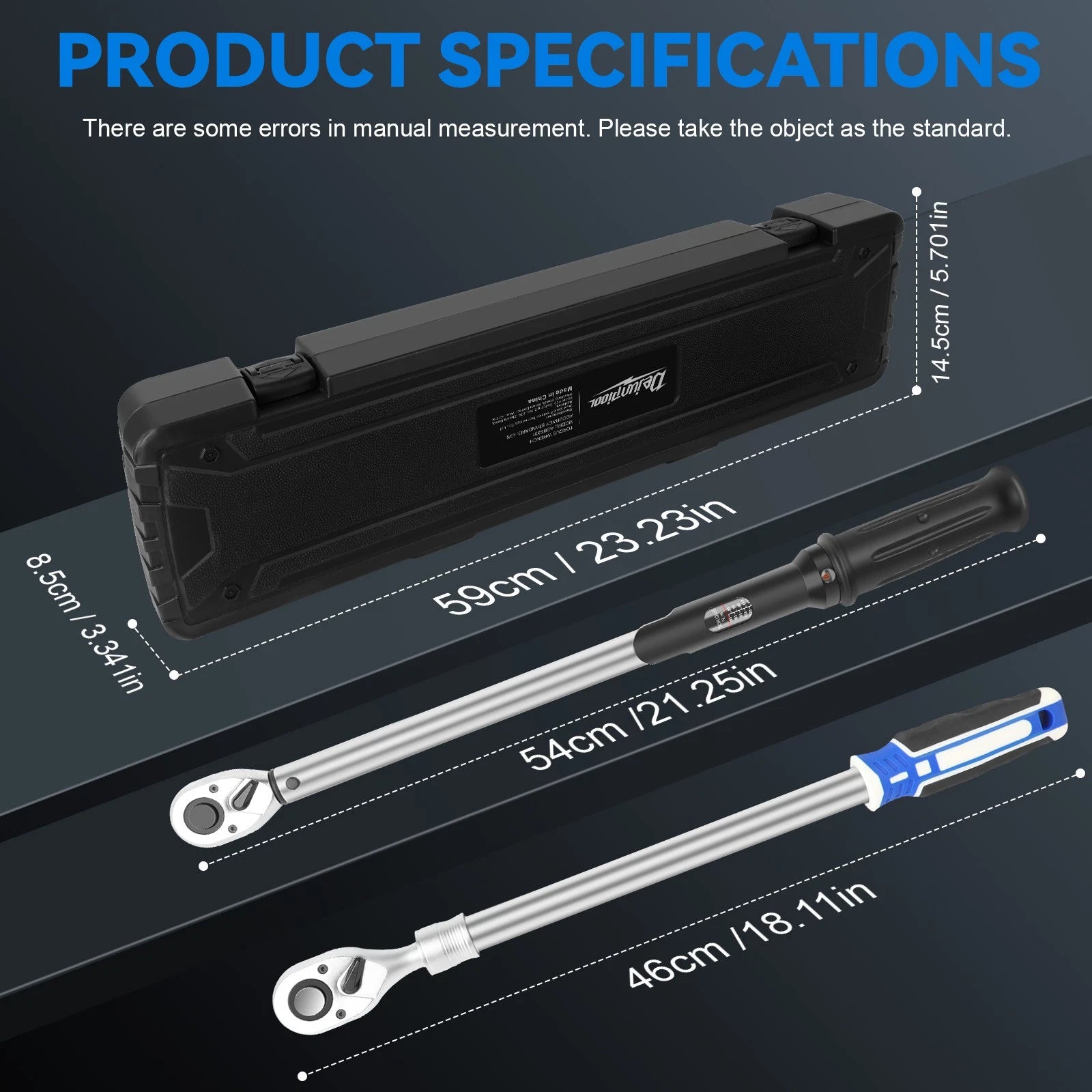 ?Dejunpool Torque Wrench Set 1/2'' Drive 42-210 Nm w/ Extension Rod 17/19/21mm