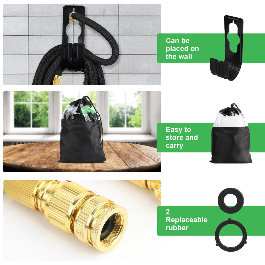100FT Flexible Expandable Garden Water Hose Pipe Car Wash With Spray Nozzle Gun