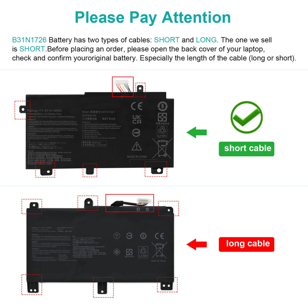 ?B31N1726 Battery For ASUS ROG Strix G15 G512 G512LI G531 G531G FX86 48wh