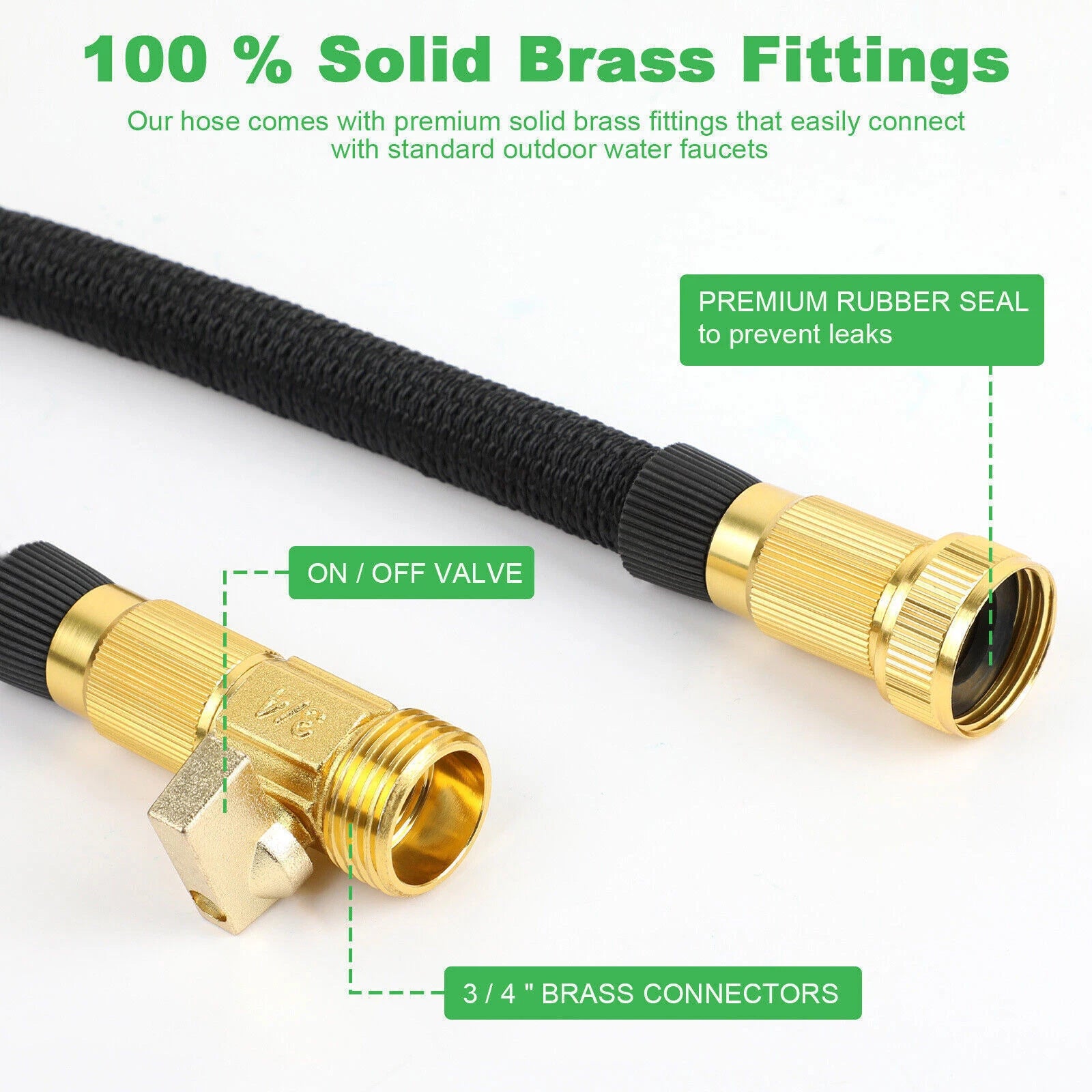 Heavy Duty Flexible Expandable Garden Water Hose Pipe & Rugged Spray Gun Black