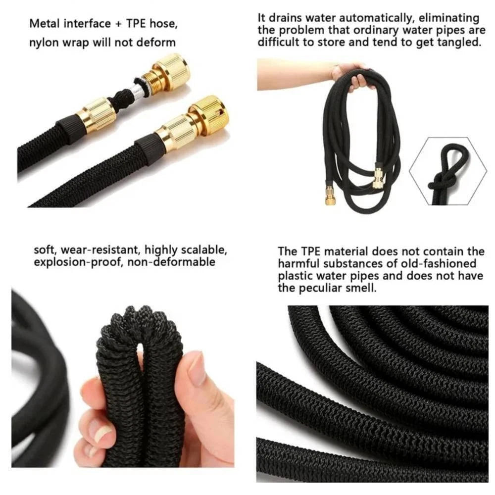 25-150FT LIGHTWEIGHT NO-KINK WATER HOSE, FLEXIBLE UPGRADED LEAKPROOF WATER HOSE