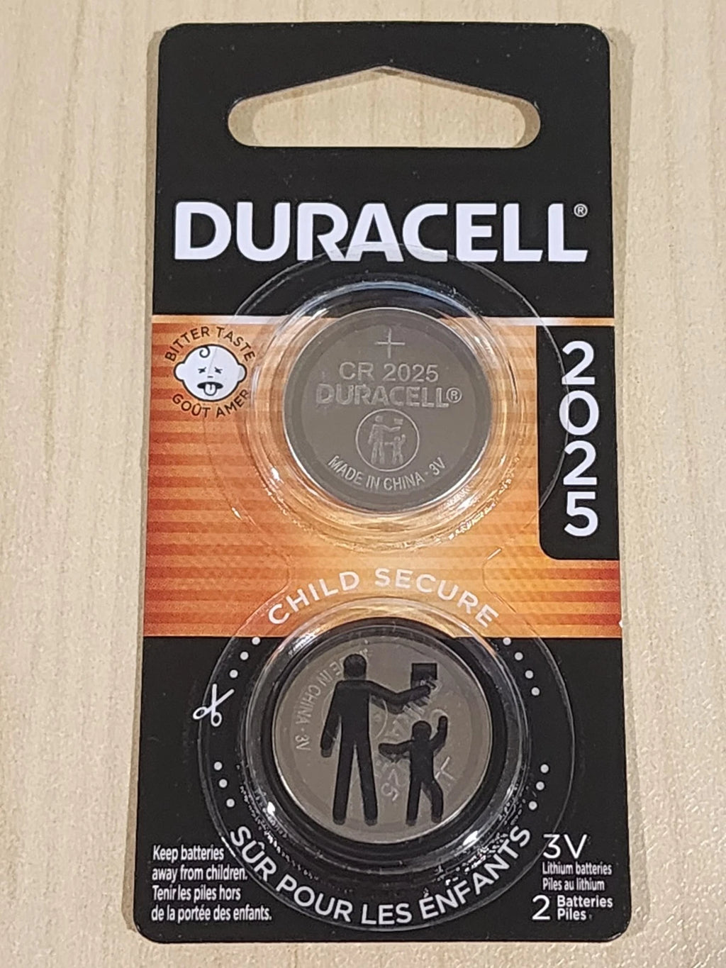 2 pc DURACELL CR2025 lithium 3v battery key fobs etc (EXPIRATION DATE 05/2035)