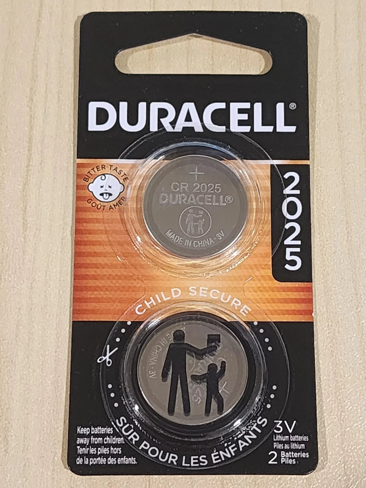 2 pc DURACELL CR2025 lithium 3v battery key fobs etc (EXPIRATION DATE 05/2035)