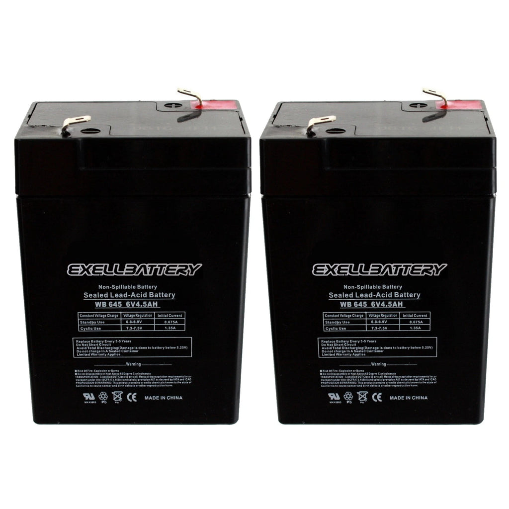 Exell 2 Pack - 6V 4.5Ah PS-640, PS640F1, UB645 Replacement SLA Battery NEW